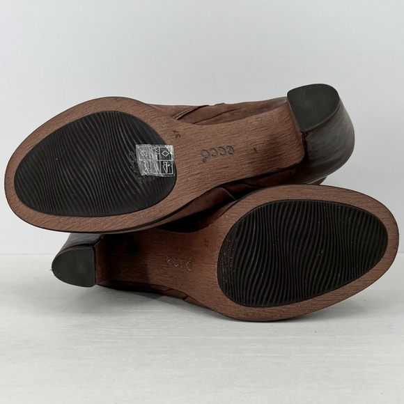 Ecco Jaffna Brown Sepia Leather Zip Heeled Ankle Boots Size US 6 EU 37 - Picture 10 of 12